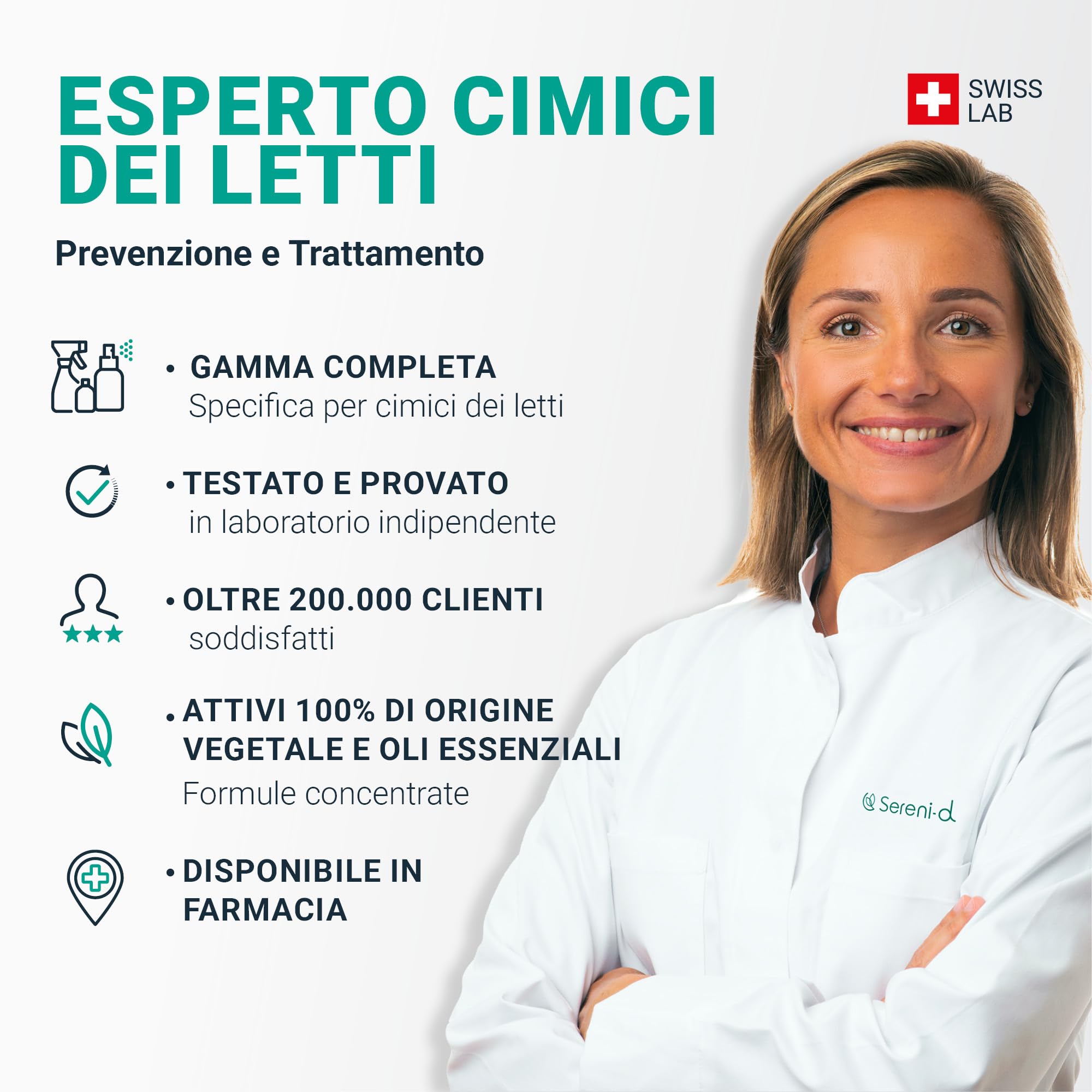 SOS ANTI CIMICI DA LETTO XXL - Spray Insetticida CHOC Trattamento naturale con Oli Essenziali e Fiore di Piretro Vegetale - Disinfestazione facile e rapida delle cimici da letto - 500 mL - Swiss Lab