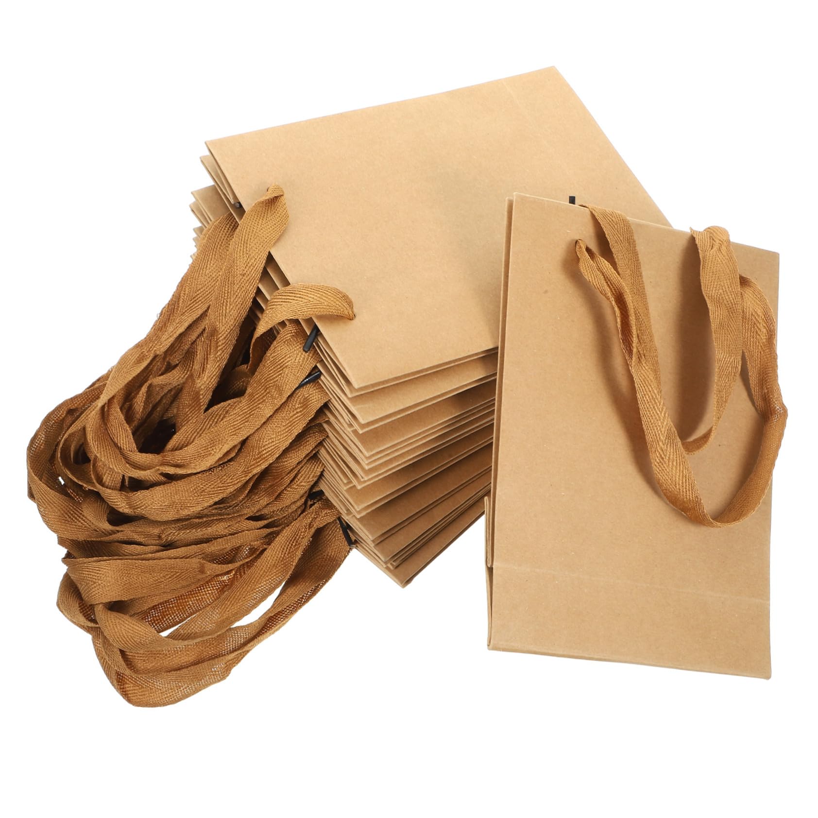 SOPOTUTU 25 Stück Teiliges Kraftpapier Geschenkbeutel mit Griffen Stabile Papiertüten für Partygeschenke Mitgebsel Lebensmittelverpackung und Einkaufstaschen Braune Geschenktaschen für