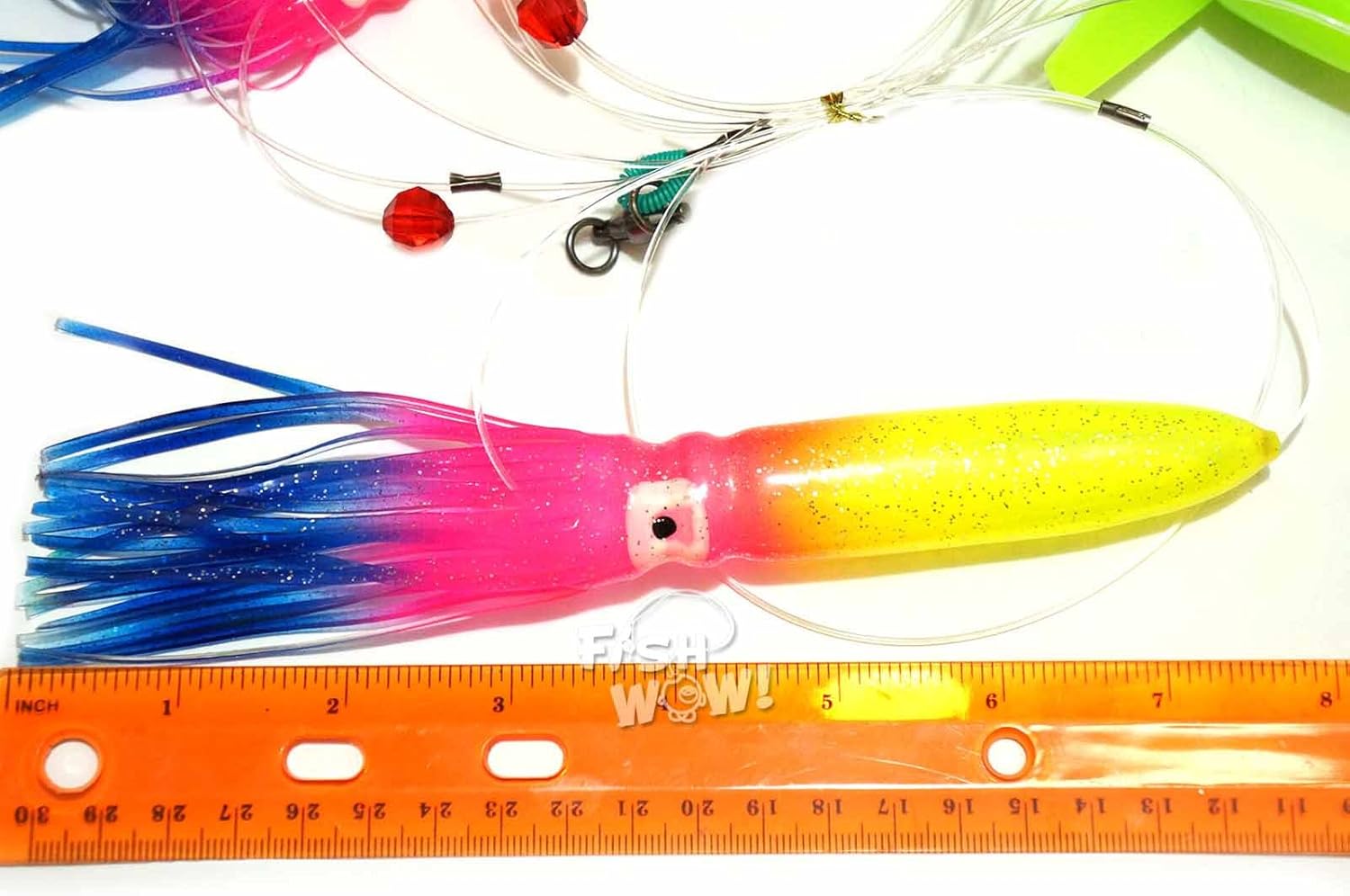 Daisy Chain Rainbow Squid Bird Teaser Rigged Fishing Lure Fish WOW!® Trolling - Rainbow