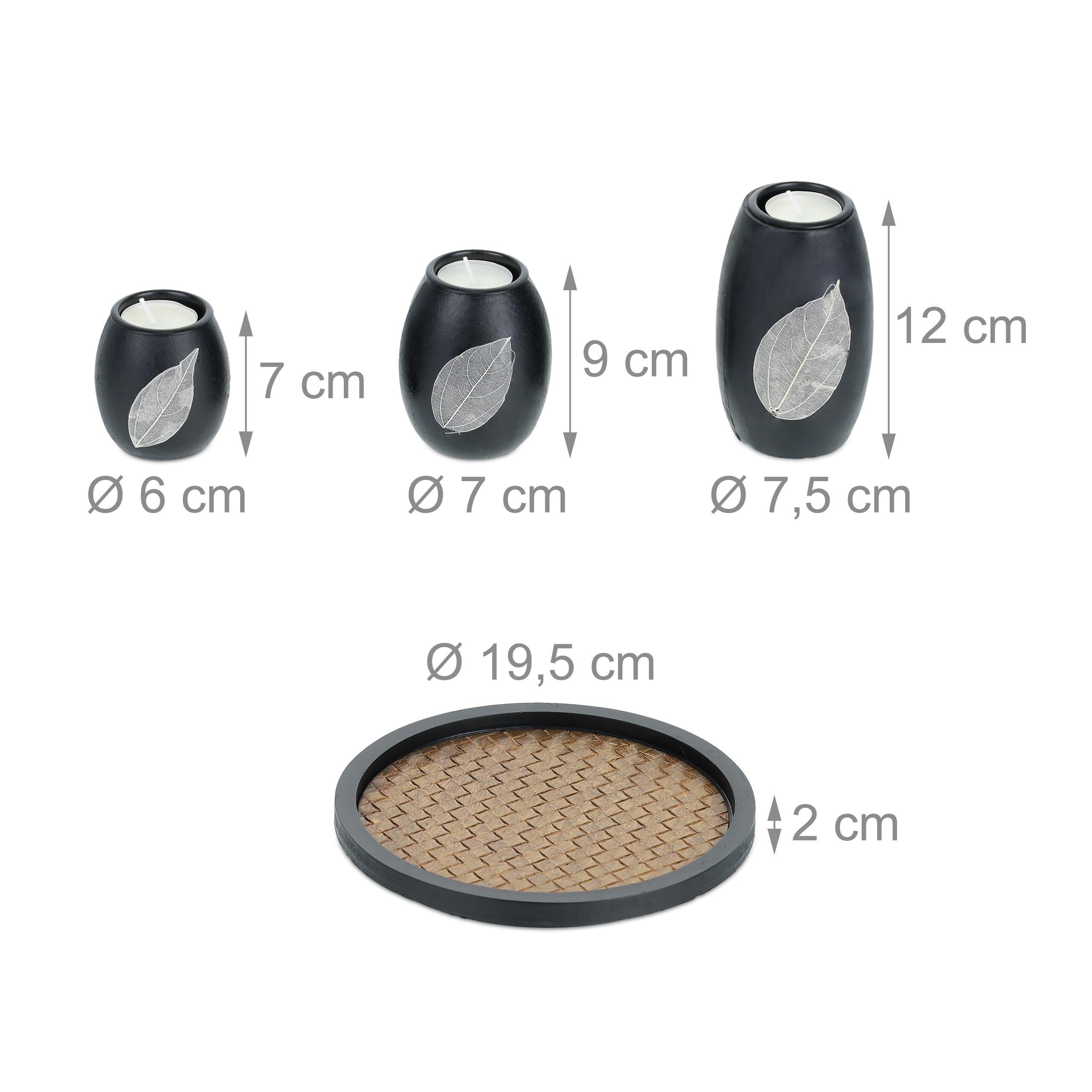 Set Portacandele Relaxdays Con Vassoio E Pietre - Decorazione Tavolo 19,5cm - Foto 12