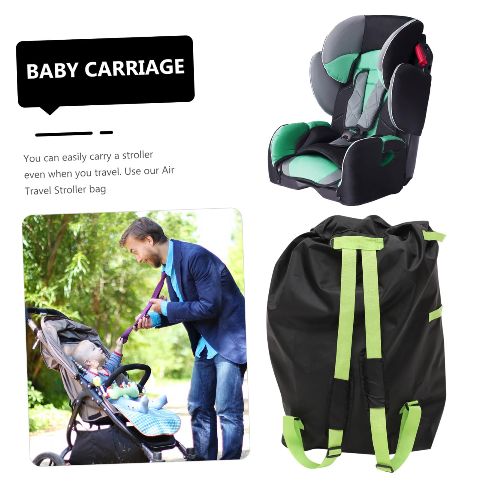 Borsa Trasportare Facile da Oxford e Passeggino per Doppio Nero Protegge Durante Viaggi Gate Check