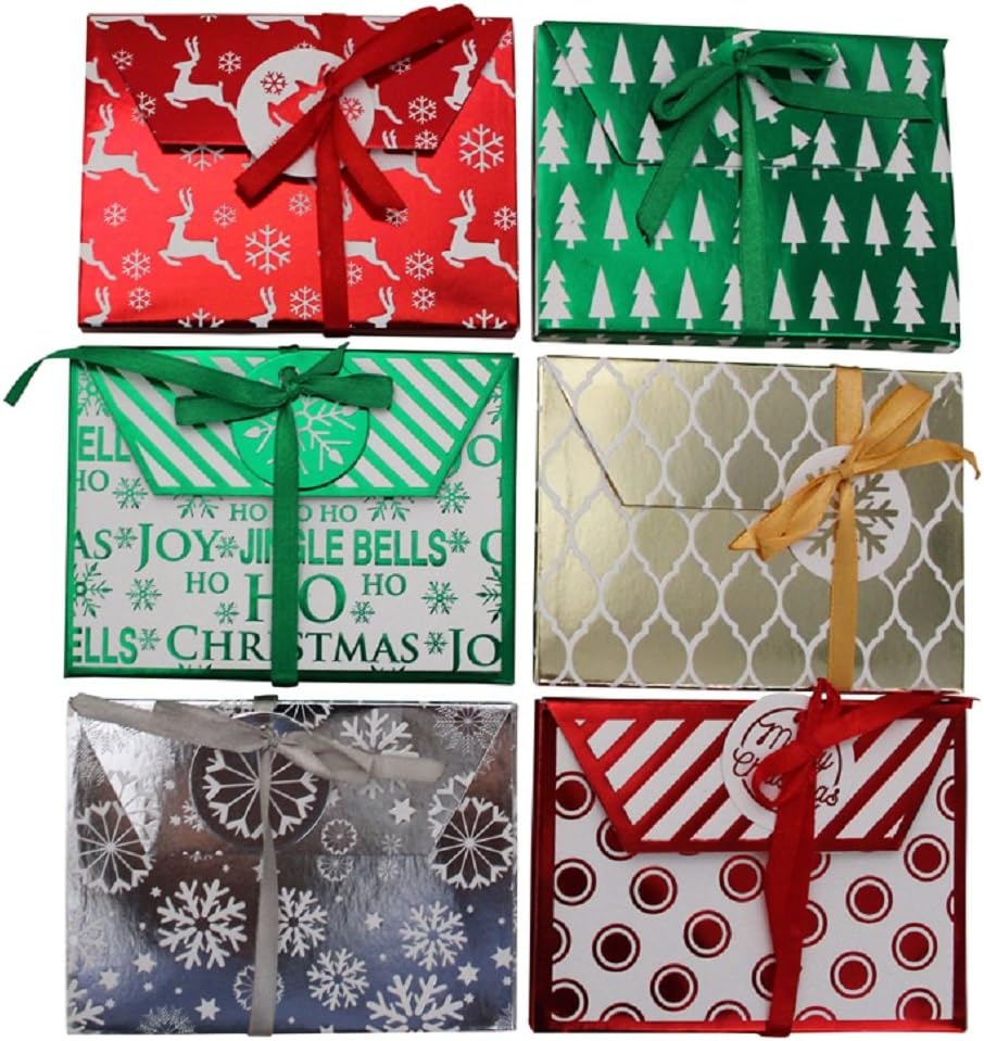 Christmas Foil Gift Card Holders- Assorted Holiday Designs -(18 Count}