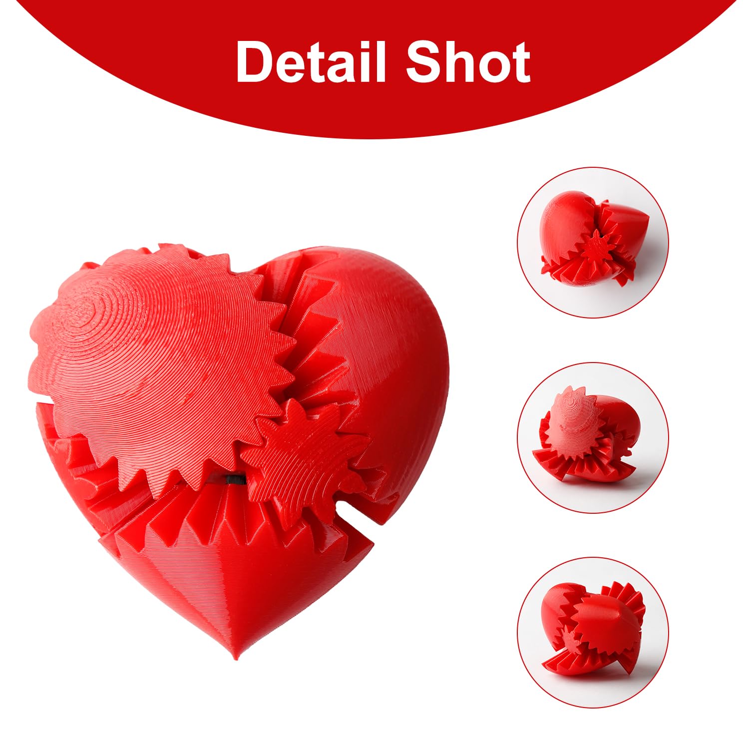 Hopzab 3D Printed Heart-Shaped Fidget Toy, Steampunk Heart Sphere, Helix Screw Design for Stress & Anxiety Relief - Image 3