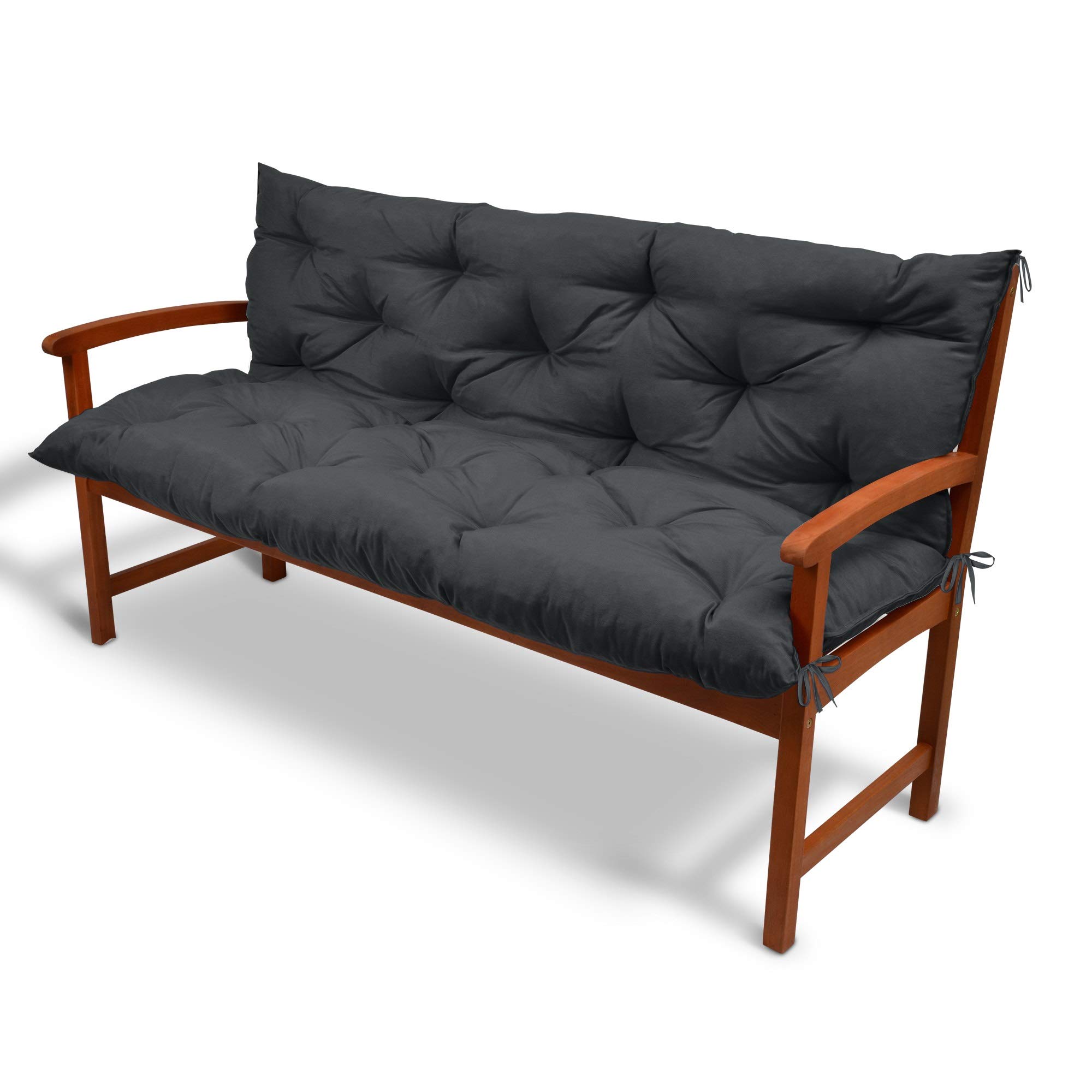 Beautissu Coussin Banc de Jardin Flair BR - Coussin Exterieur Jardin, terrasse, Balcon – Matelas Exterieur Confortable - 150x50x50cm - Anthracite