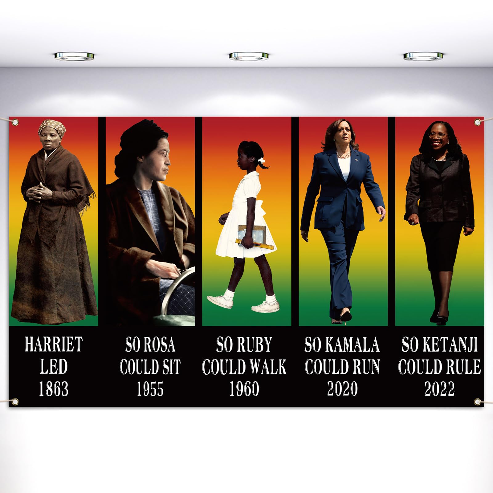 Vohado Black History Month Decorations Womens History Month Photo Booth Backdrop Juneteenth Heritage School Classroom Bulletin Board Decor (5.9×3.6ft)