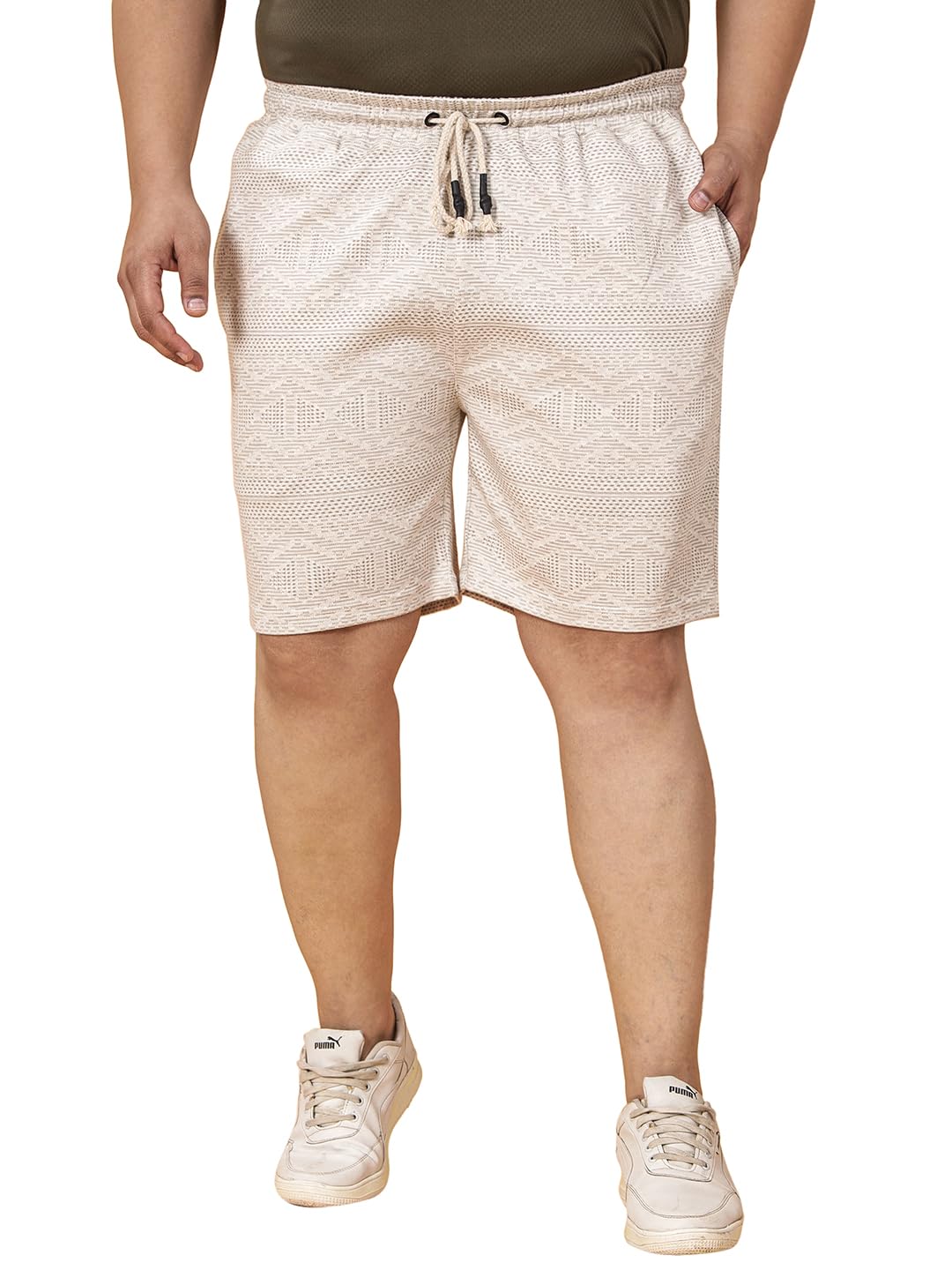 john pride Plus Size Men Regular Fit Mid-Rise Self Design Knee Length Cotton Cream Regular Shorts(JPSOK13061_Cream)-picture-32