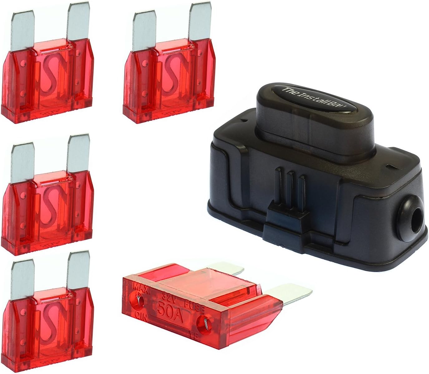 Install Bay (1) MAXI Inline Fuse Holder Fuseholder 4 6 8 Gauge (5) 50