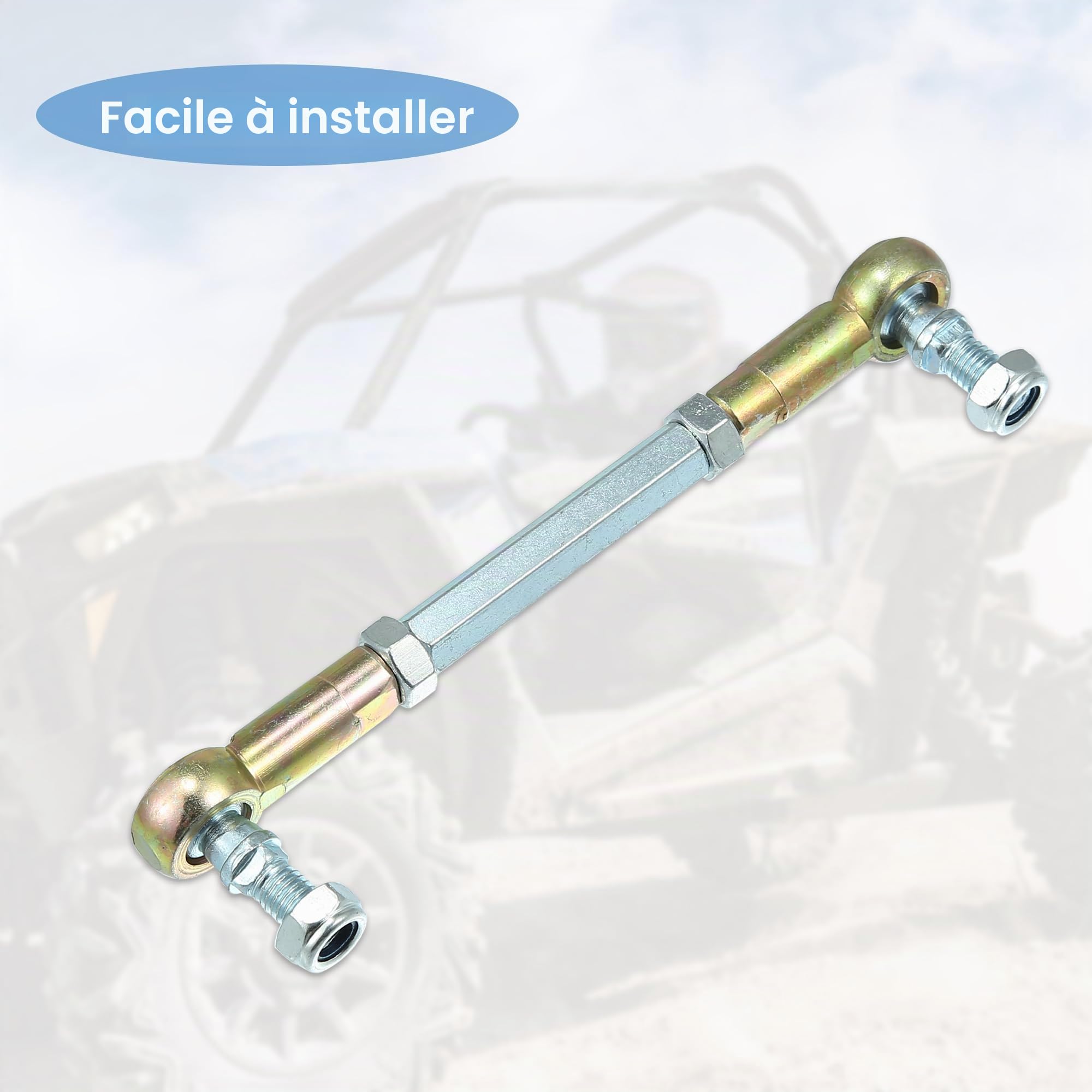 X AUTOHAUX 2Pcs Tige De Direction Rotule en Acier INOX pour ATV 50cc-250cc | Materiau: Acier Inoxydable, Longueur Levier 48mm, Filetage M8x1.25, Compatible Pour 70,90,110,125,150,200,250cc Quad