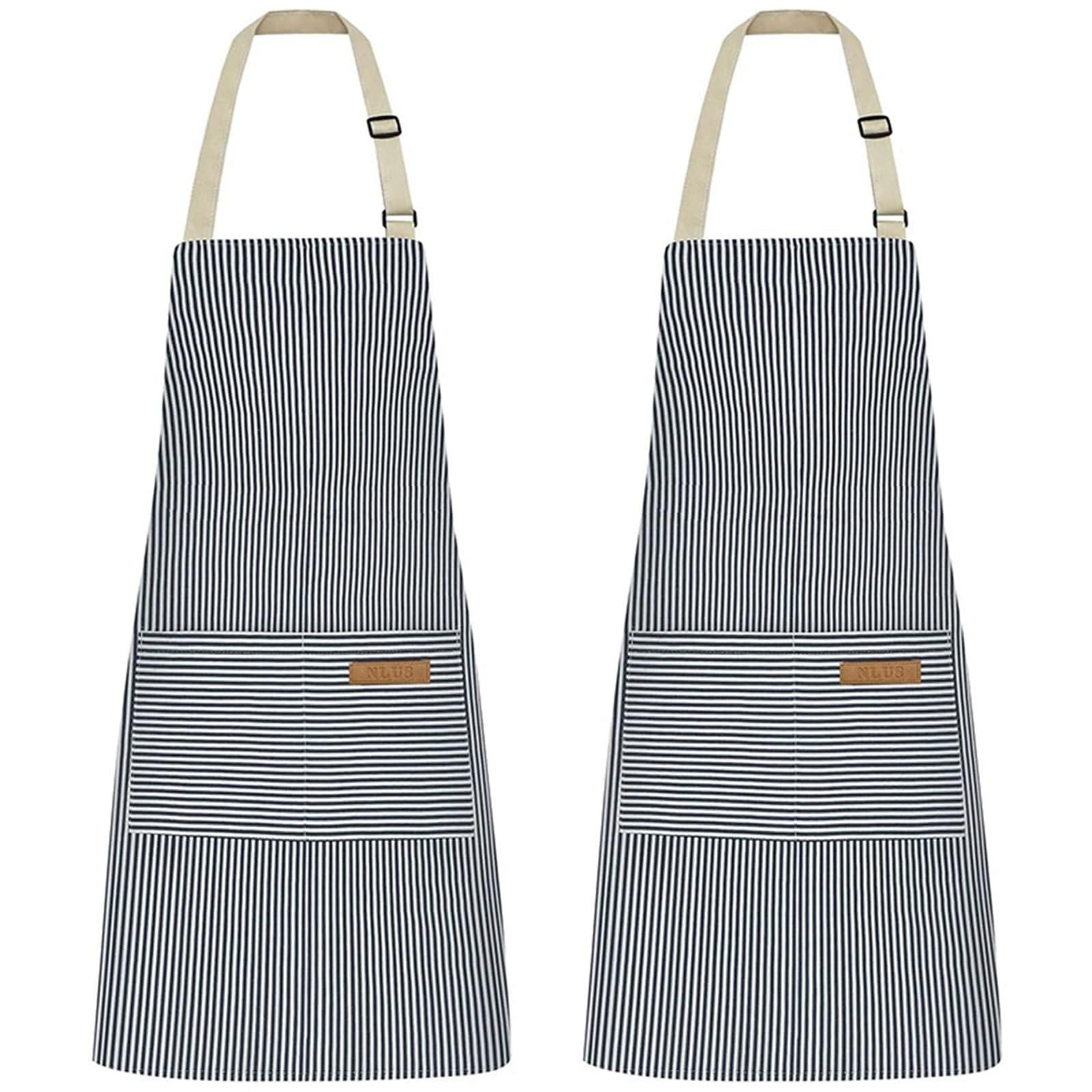 Hwtcjx Küchenschürze, 2 Stück Verstellbare Schürze mit Taschen | Kochschürze, Maschinenwaschbar, Baumwolle Küchenschürzen, Kittelschürze für Männer, Damen, Küche, Restaurant Café