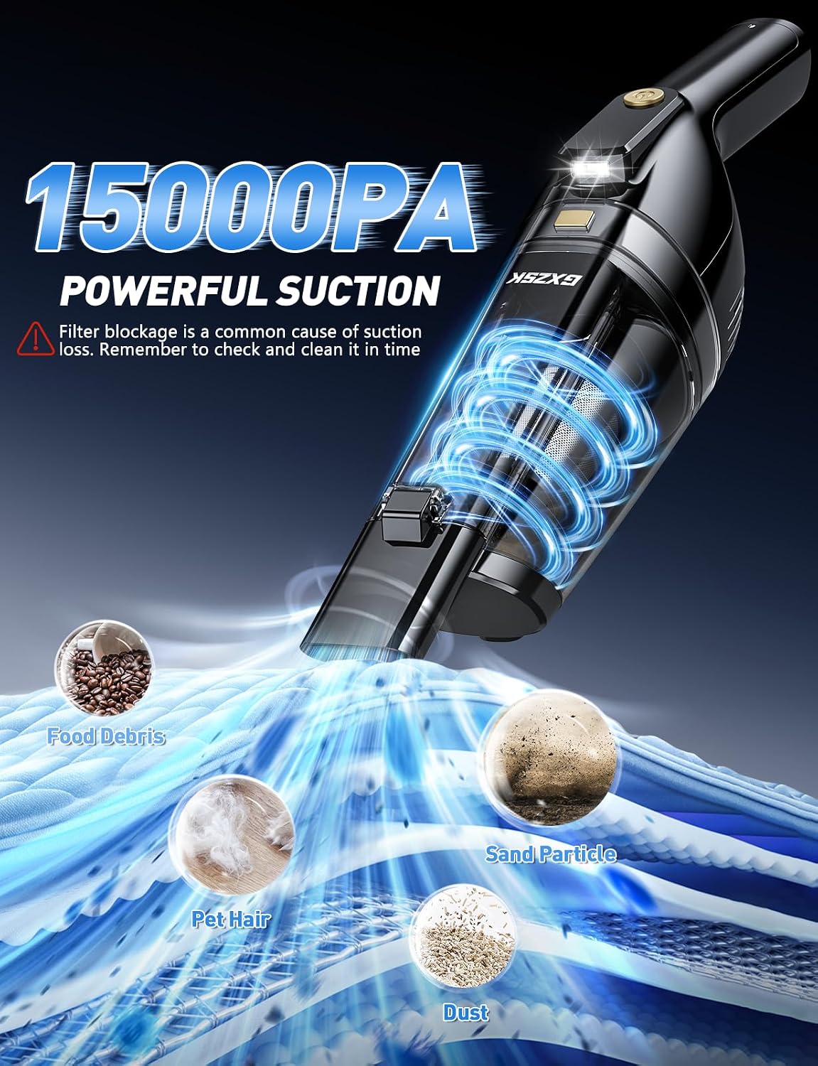 Gxzsk Handheld Vacuum Cordless, Rechargeable Car Vacuum, Hand Vacuum image 2