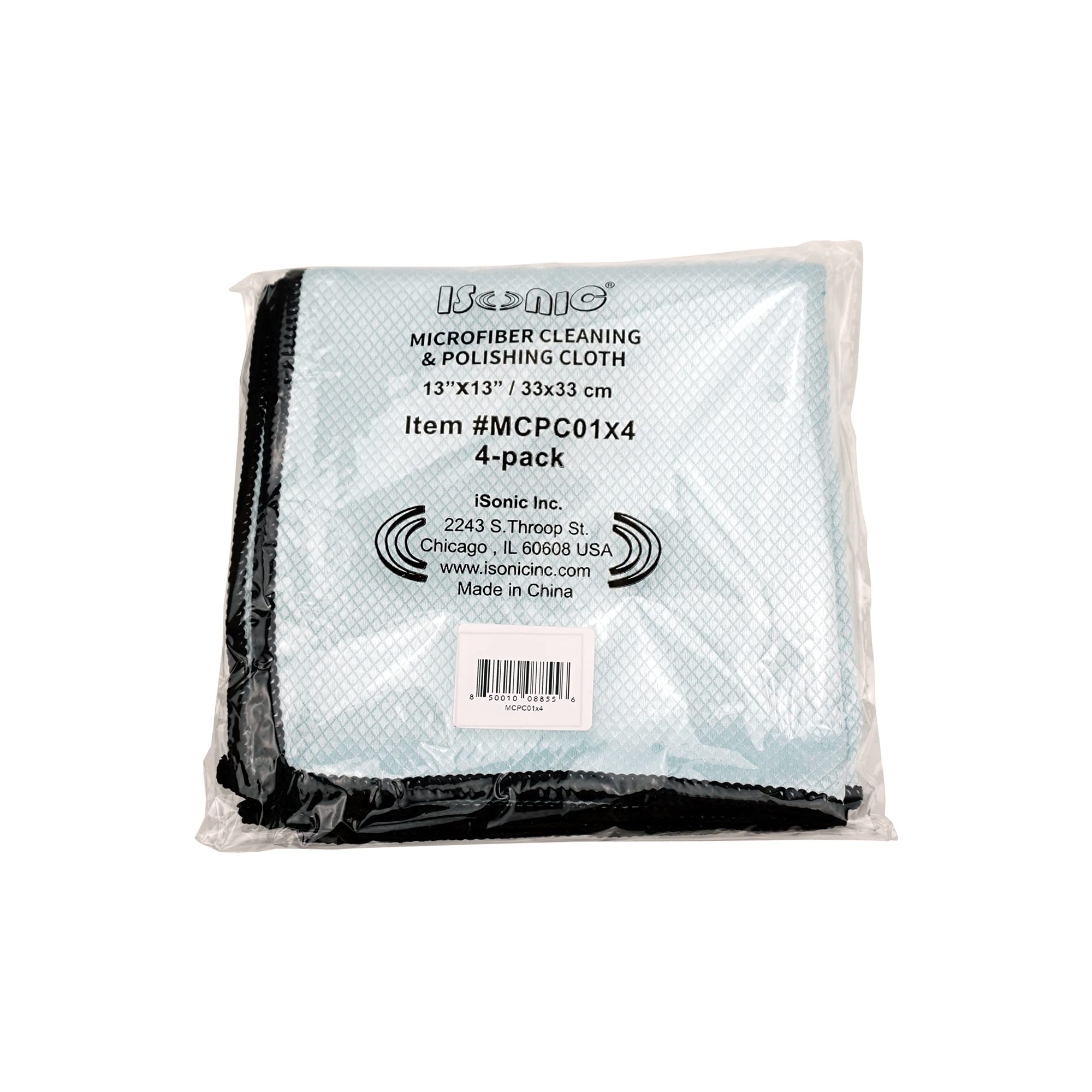 iSonic Microfiber Cleaning and Polishing Cloth, 13"x13", Pack of 4