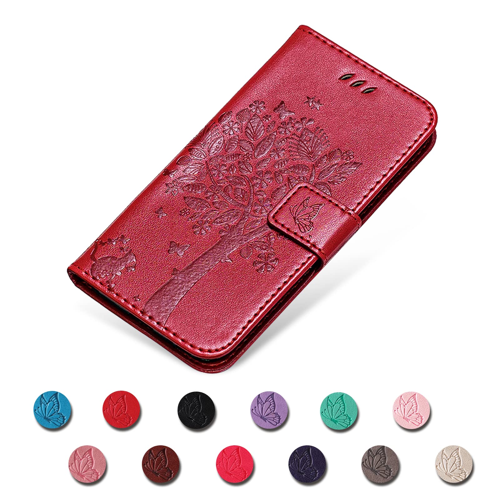 Case for Samsung Galaxy A10 / Galaxy M10, Premium PU Leather Protective Case, Shockproof Flip Case Cover Wallet Flip Case for Samsung A10 / M10 (Red) - 3