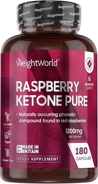 Raspberry Ketones Pure - 6 Months Supply (180 Vegan Capsules) - Max Strength Raspberry Ketones Supplement - Suits Low Carb & Keto Diet -Better Absorption Than Raspberry Ketone Tablets - Made in UK