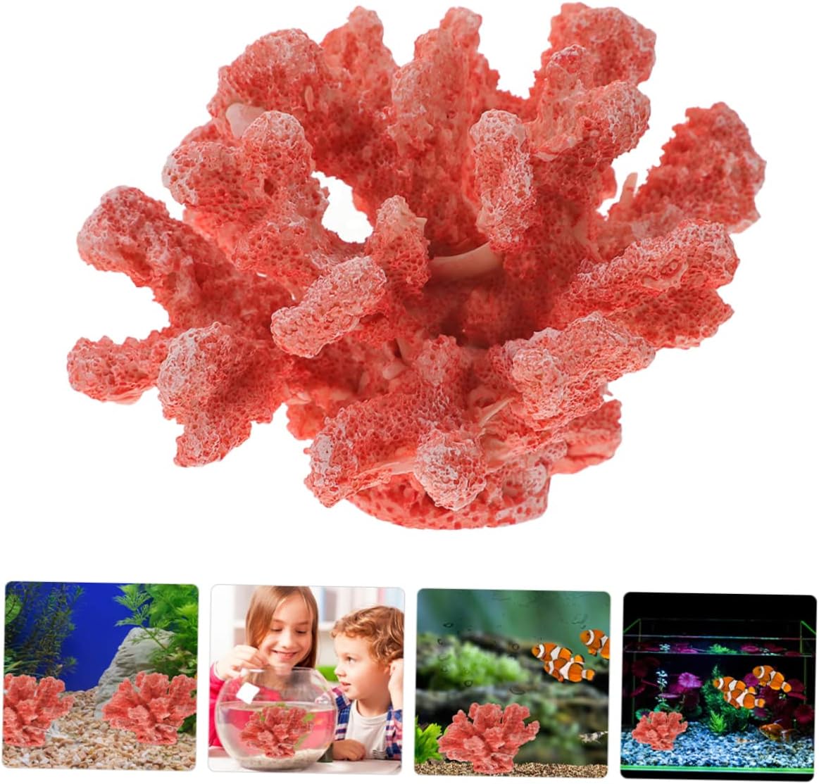 2pcs Fish Tank Coral Ornaments Coral Decoration Coastal Statue Turtle Tank Decorations Nautical Coral Figurine Fish Tank Ornament Mediterranean Decor Faux Reef
