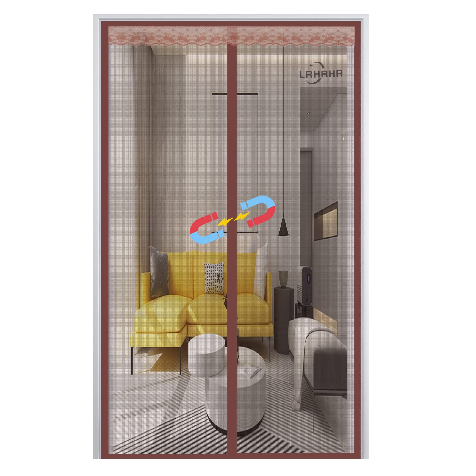 Lrhrhr Brown Magnetic Fly Screen Door, Anti Mosquito Mesh Fly Curtain Magnetic Close Automatically, Hands Free Mesh Curtain For Balcony Living Room-|| 120X205cm(47X80inch)