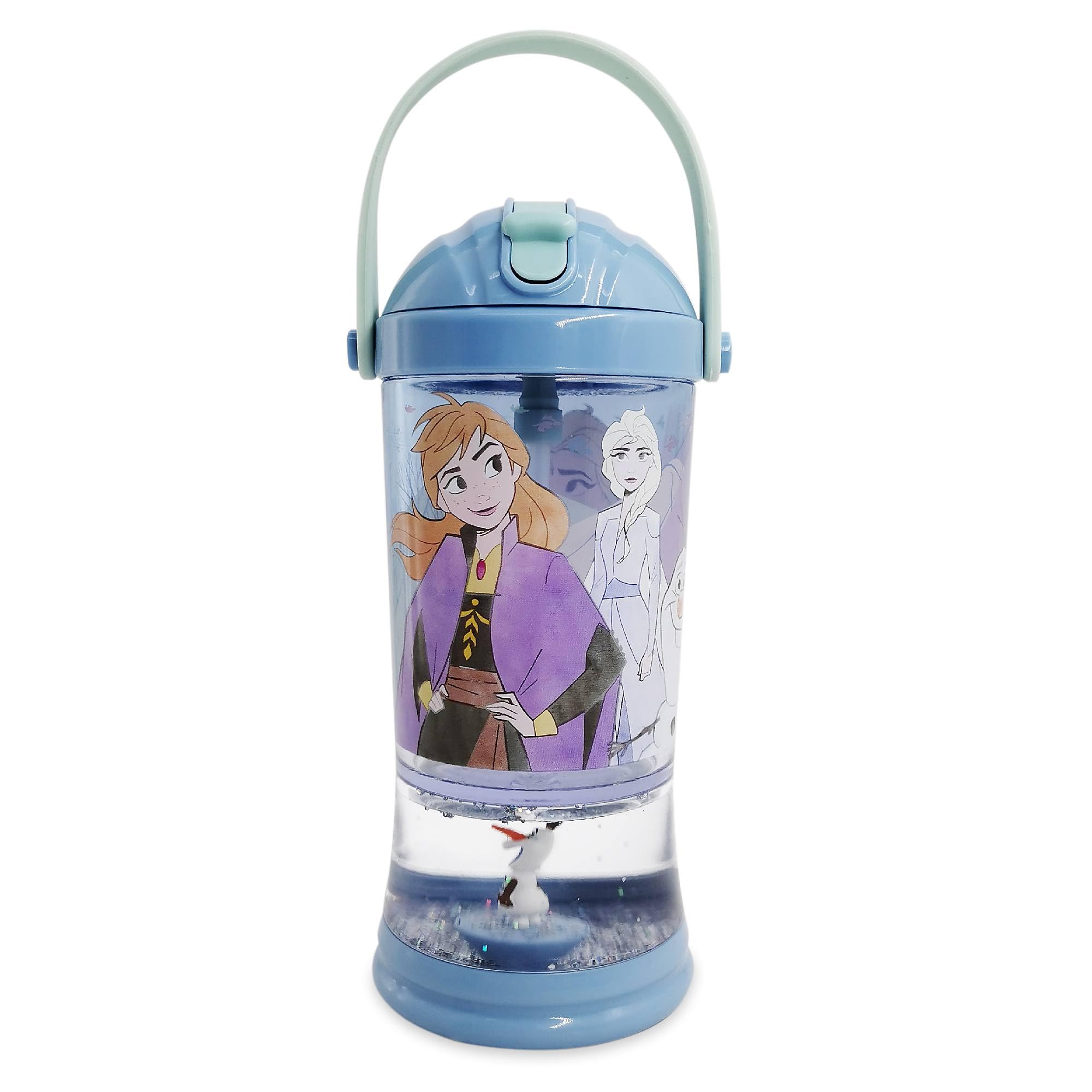 Disney Store Official Frozen 2 Snow Globe Water-Bottle, 310ml Kids Canteen with Flip-top Straw and Screw Top Lid, Suitable for Age 4+ โ image 1