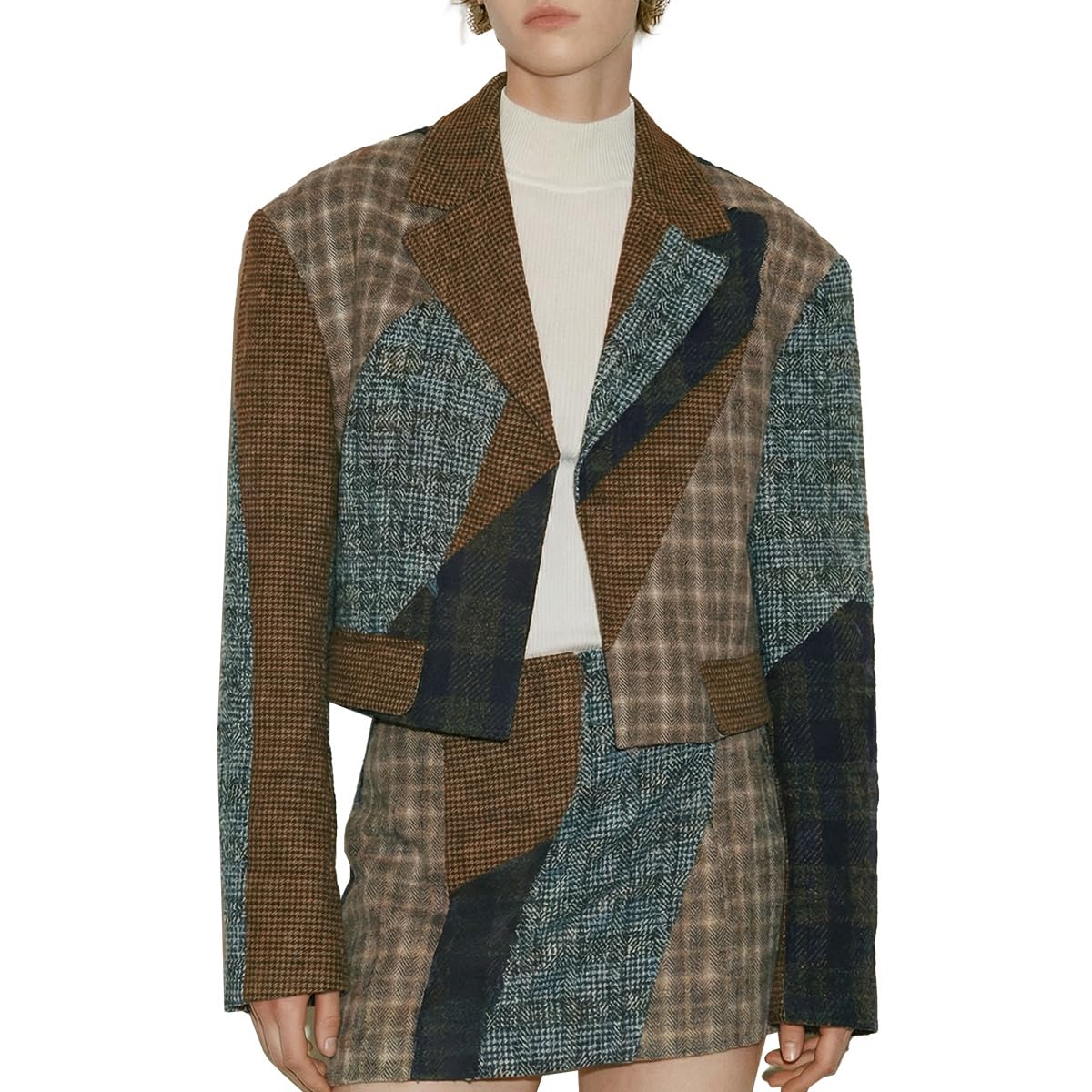 URBAN REVIVO Womens Wool Blend Coat Scarf Collar Winter Coat with Diagonal Buttons