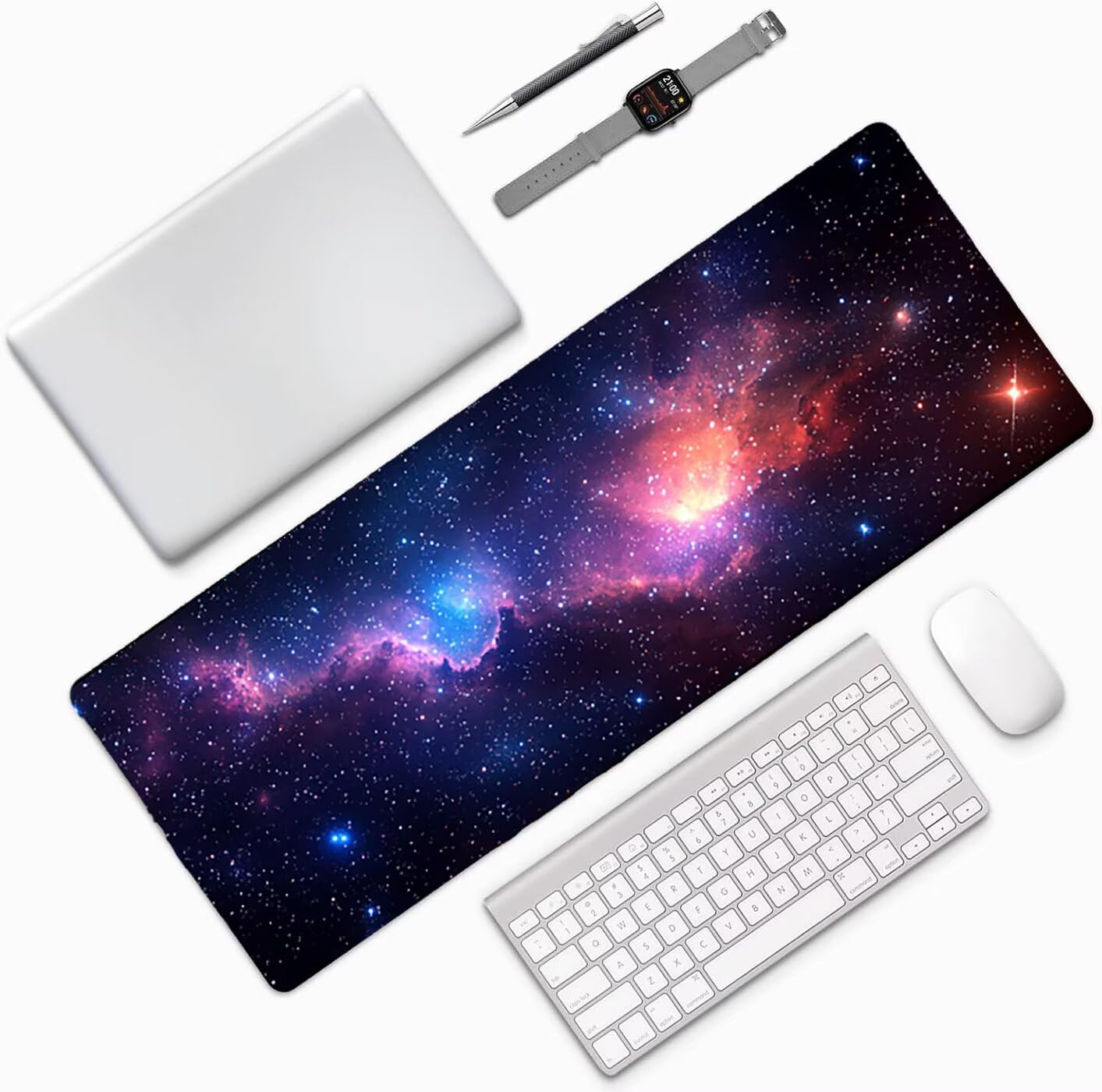 Lpfieonn gwiaździste niebo podkładka pod mysz do gier XXL- 160x80cm - mata na biurko z krajobrazem XXL - podkładka na biurko dla graczy - szyte krawędzie wodoodporne antypoślizgowe - wysoka precyzja i