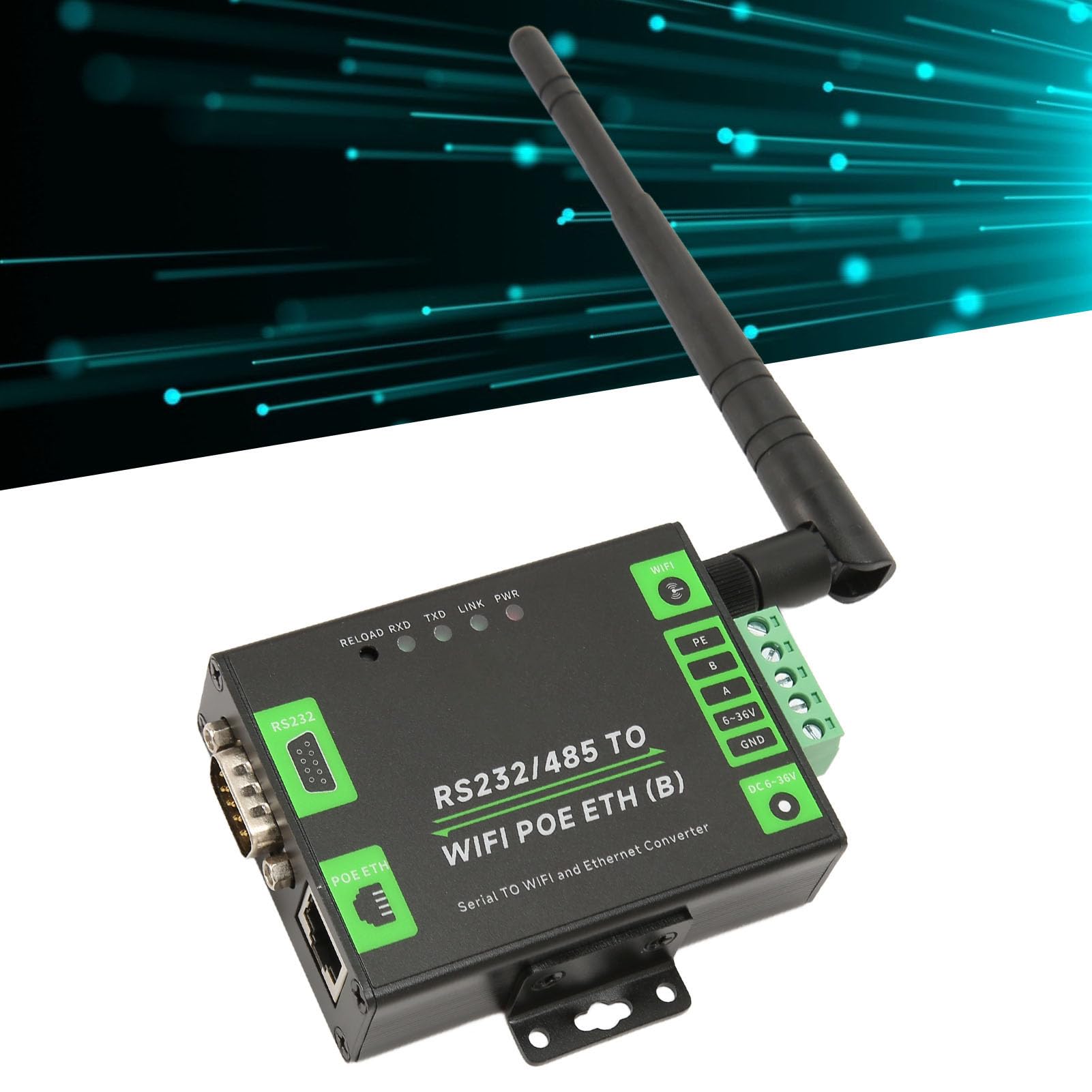 Convertisseur de Serveur Série RS232 RS485 vers WiFi POE Ethernet,