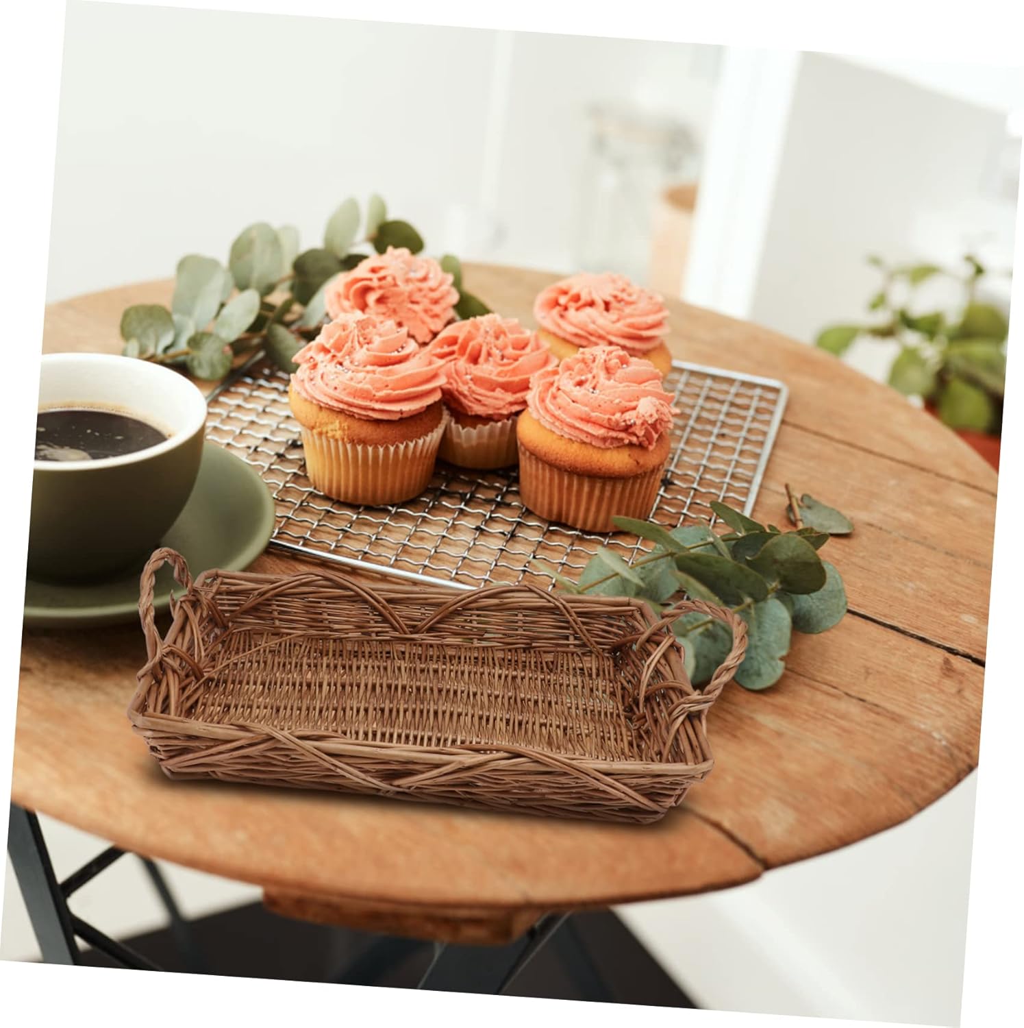 Rattan-woven Fruit Storage Basket Retro Style Lightweight Bread Baskets