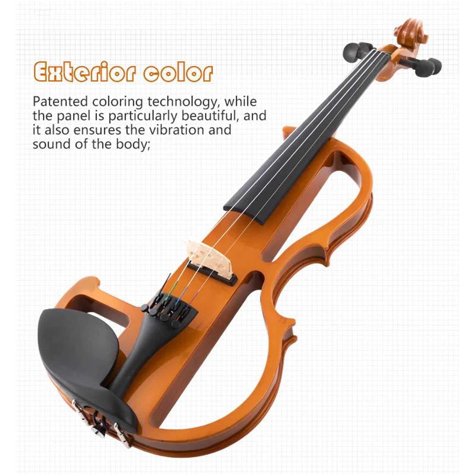Kit Di Violino Professionale Violino Elettrico In Legno Massello Per Strumento A Corde Di Violino 4/4 Con Pioli E Mentoniera In Ebano