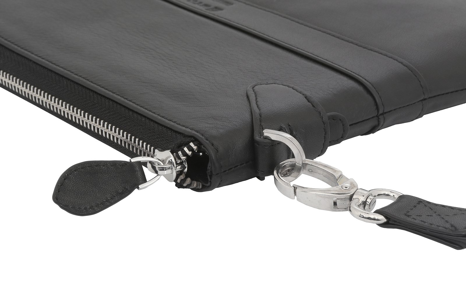 STILGUT Business Mappe, Schultertasche und Organizer aus echtem Leder für Tablets (8.0"), Schwarz Nappa