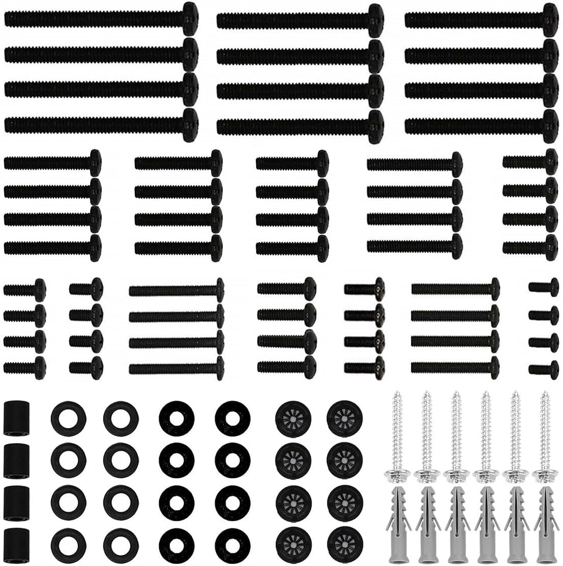 Suptek Universal TV Mounting Hardware Kit - Fits Most TVs, Includes M4, M5, M6 and M8 Screws, Washers, Spacers and Anchors for Mounting up to 80 Inches