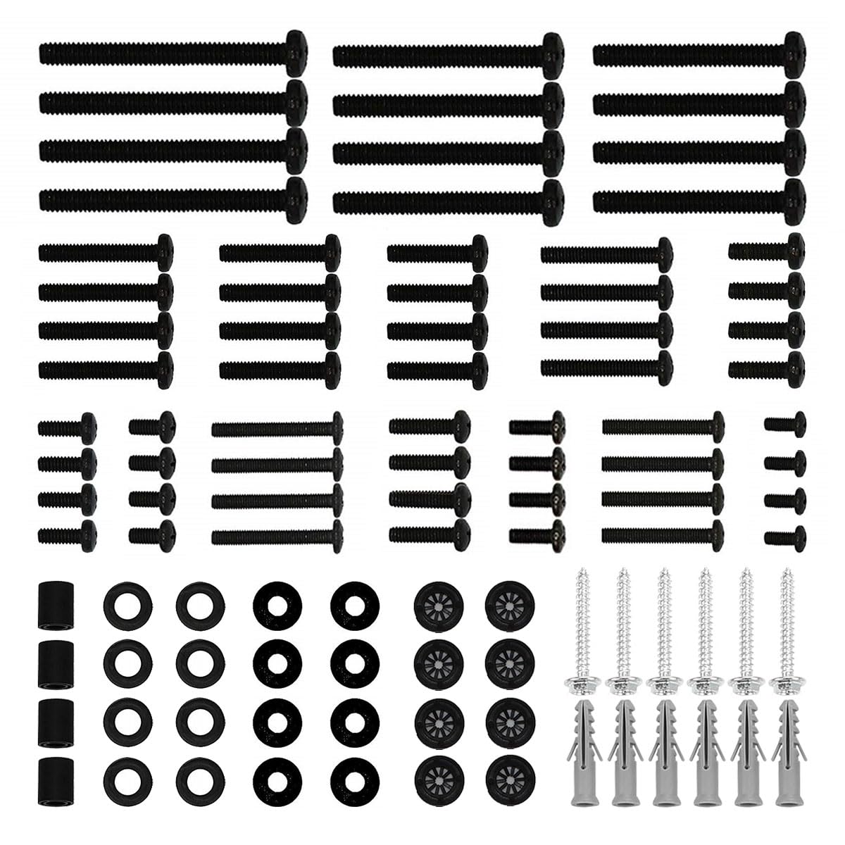 Suptek TV Bracket Screw Set - 100pcs M4 M5 M6 M8 Screws and Spacers for Most TVs Up To 80", Universal VESA Bolts Fixing Kits YF-UVSP