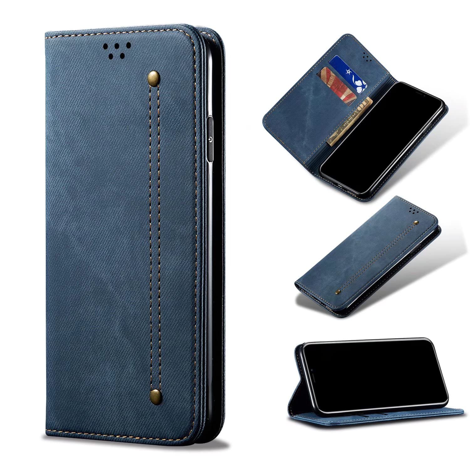 TiHen Compatible for Wallet Case VIVO S1 Pro, Denim Leather Phone