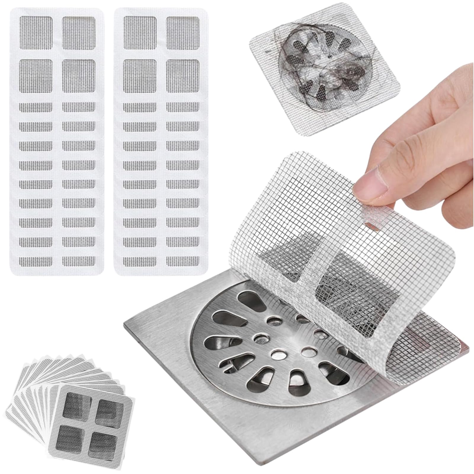 Disposable Shower Drain Hair Catcher, Upgraded Disposable Hair Drain Stickers Drain Mesh Cover Bathroom Shower Drain Protector for Bathroom Laundry