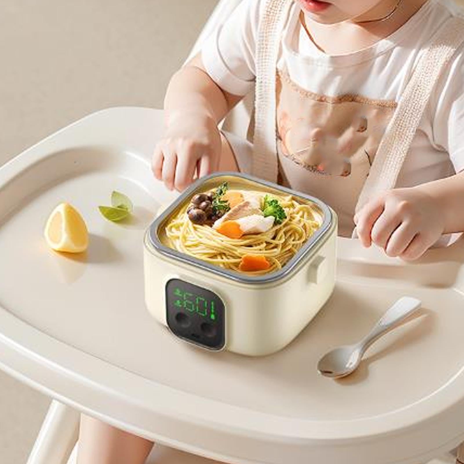 Fiambrera Eléctrica, 25W 500 Ml Calentador Alimentos Acero Inoxidable 304, Contenedor Portátil para Exteriores, Trabajo, Oficina, Camping, Viajes, para Niños Pequeños Niñas