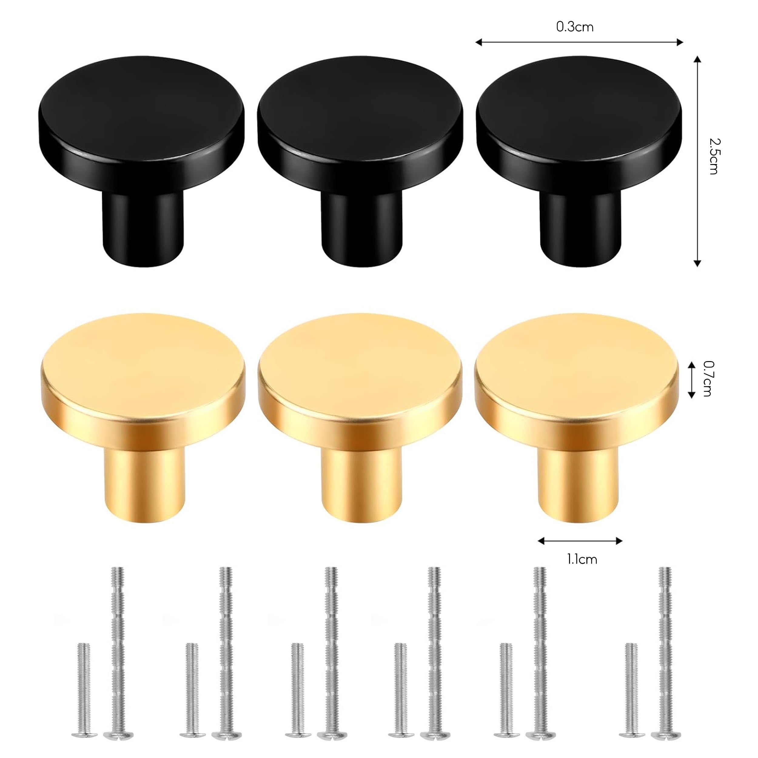 SJDOFU Round Cabinet Knobs, 6PCS Door Kitchen Hardware Cupboard Knob - Image 2