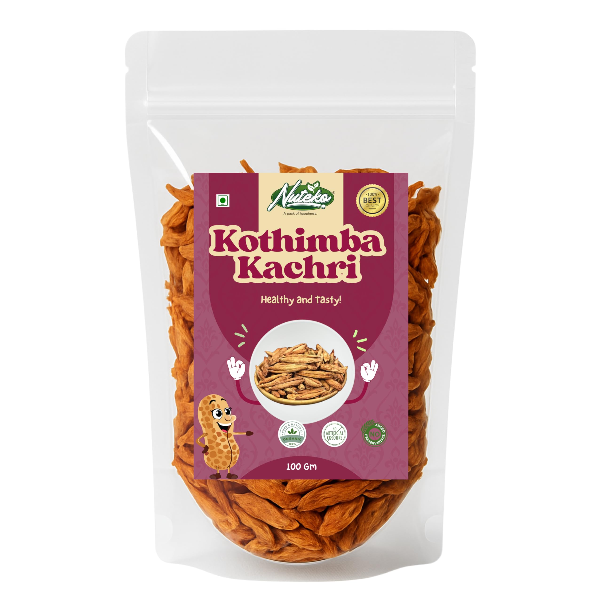 NUTEKO Kothimba Kachari/Dry Kothimba/Cucumber Kachari (100gm) 100% Natural Dried Rich Flavour and Crunchy Gujarati Snack Authentic Taste of Traditional Kachari
