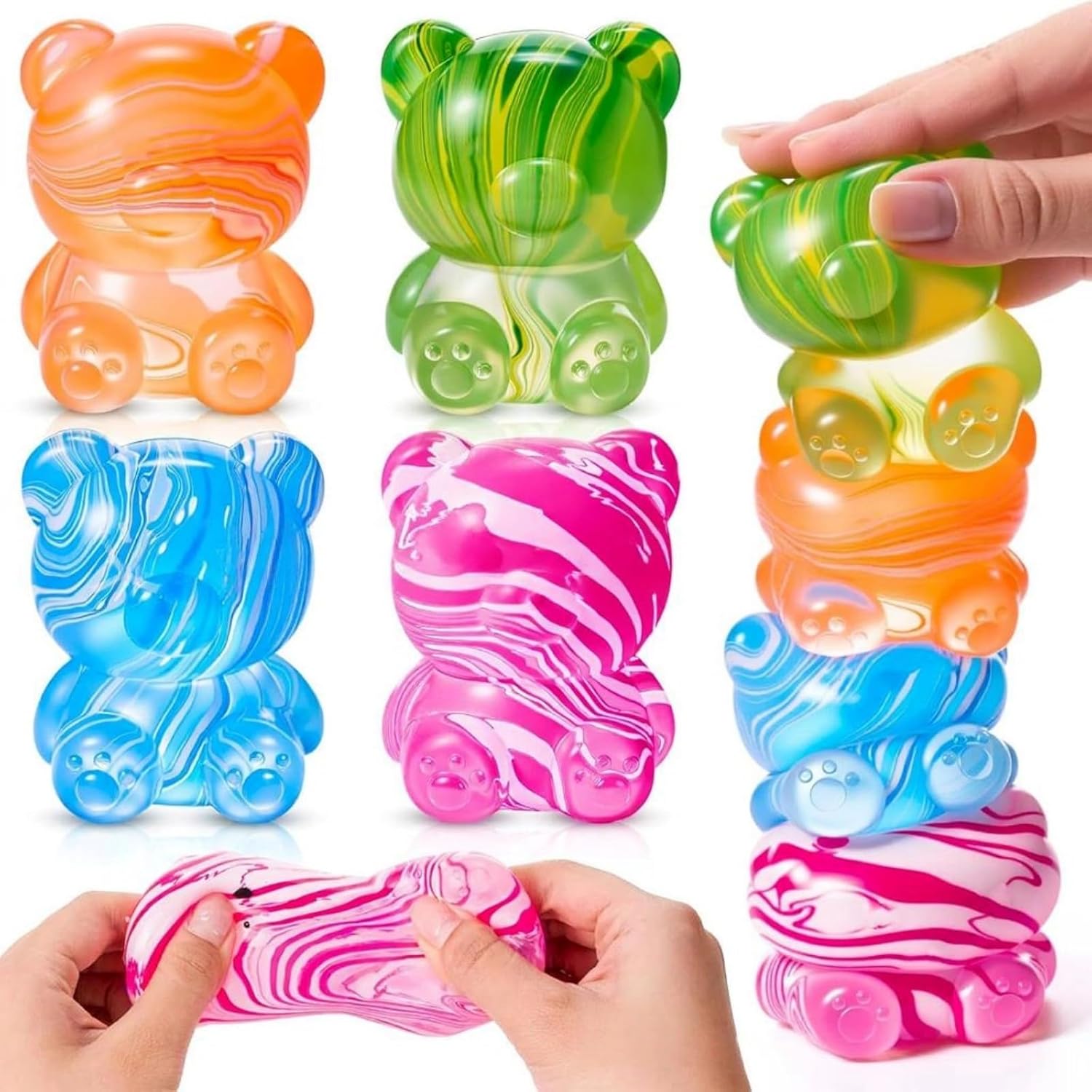 Color Texture Gummy Bear , Bear Squishy , Maltose Filled Squeeze Toys for Sensory Play , Sensory Fidget Toys with Slow Rising Effect for Kids and Adult Entertainment Hand Relaxation