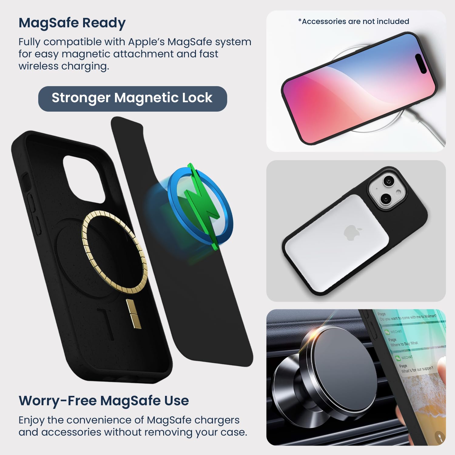 Wave Case Compatible with iPhone 15 MagSafe Case, Black - Image 3