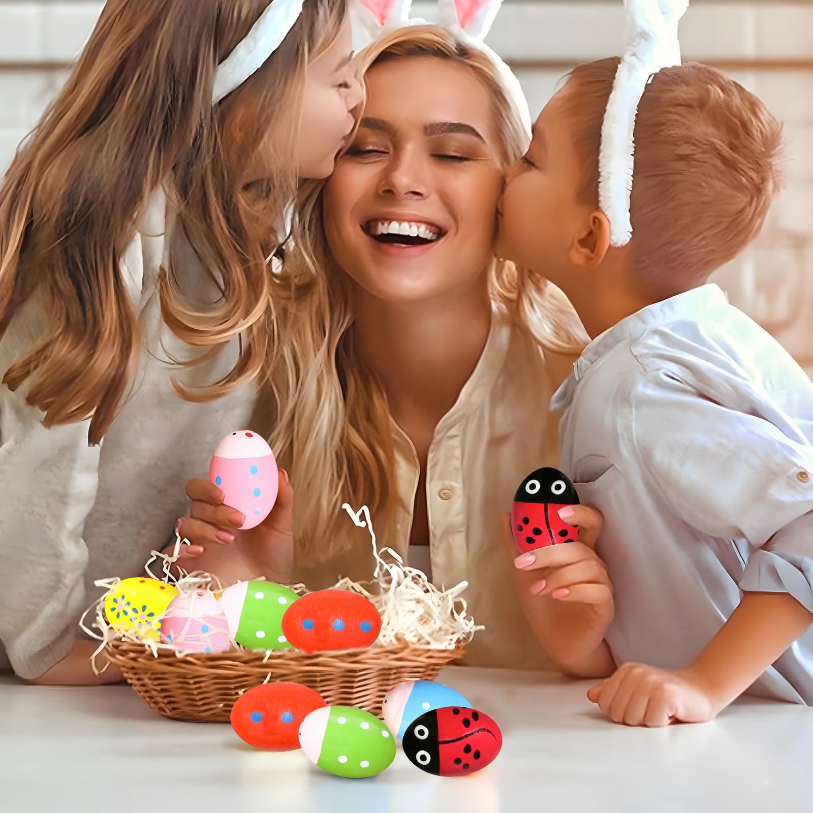 Shaker Eggs 6-Pack Wooden Easter Egg Shakers Musical Percussion