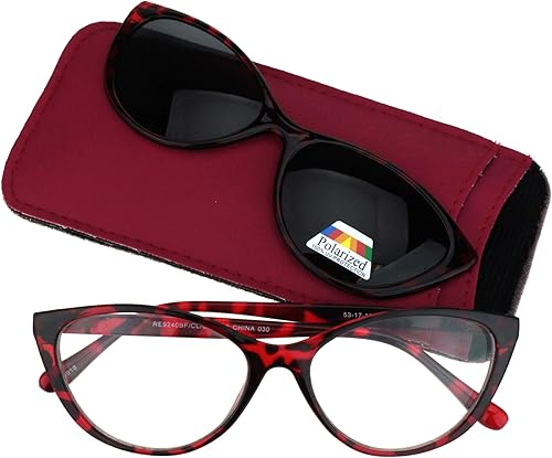 Miniatura 2 de Gafas de sol polarizadas con clip magnético Cateye en gafas de lectura bifocales