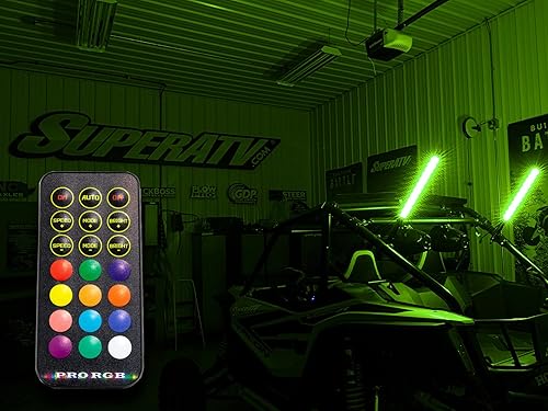 Miniatura 2 de SuperATV Luces LED RGB de 2 pies para UTV (ver ajuste)  Se vende como un juego de dos  300 patrones de flash disponibles  jaula vertical de 2