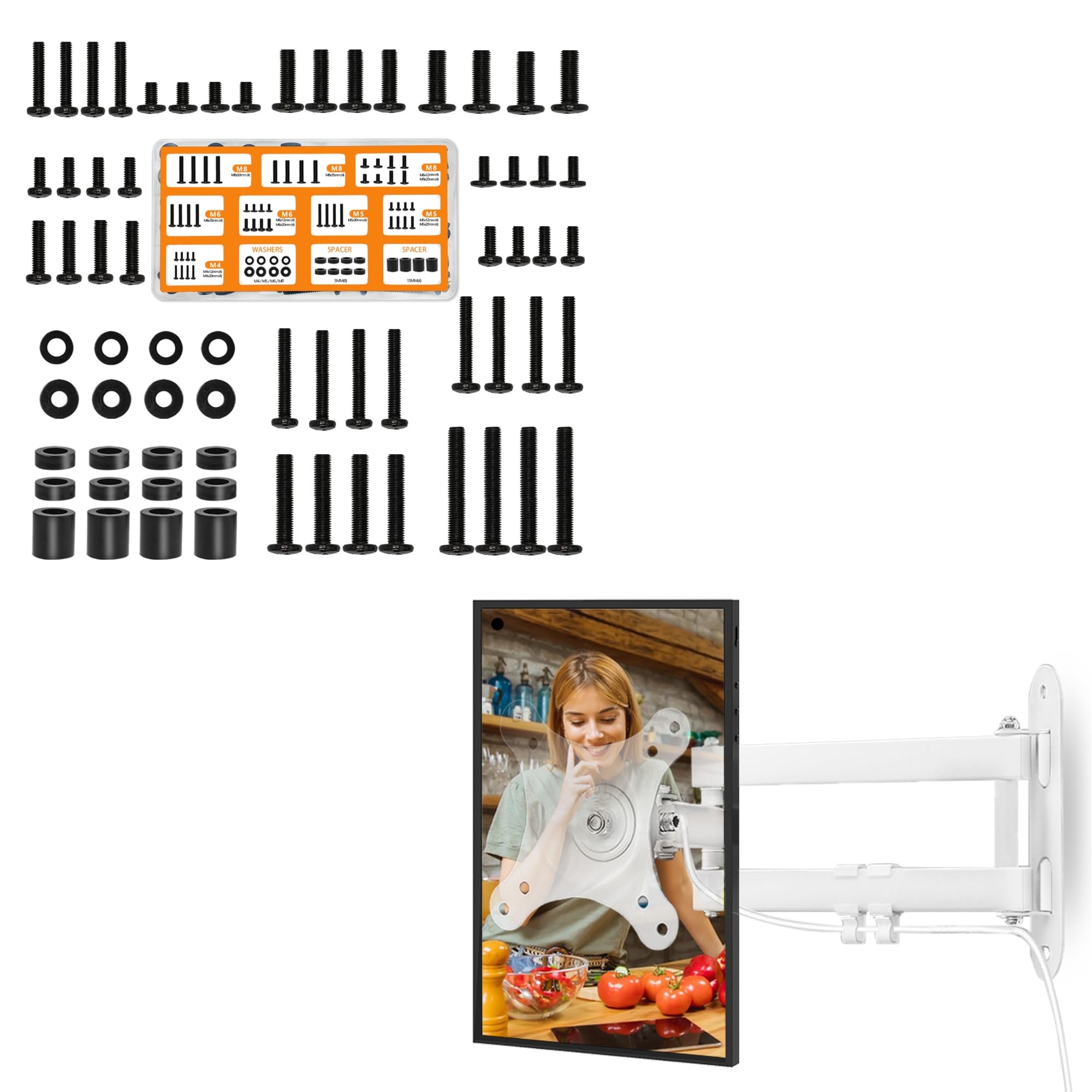 Wall Mount for Echo Show 21, Echo Show 15 Wall Mounting, Universal TV Mounting Hardware Screws Kit with Box