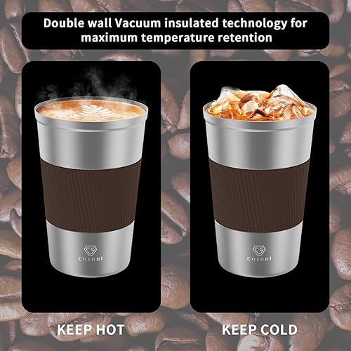 Miniatura 5 de CS COSDDI - Vaso térmico de acero inoxidable de 12 onzas con aislamiento al vacío, taza de viaje de café a prueba de derrames con tapa, para