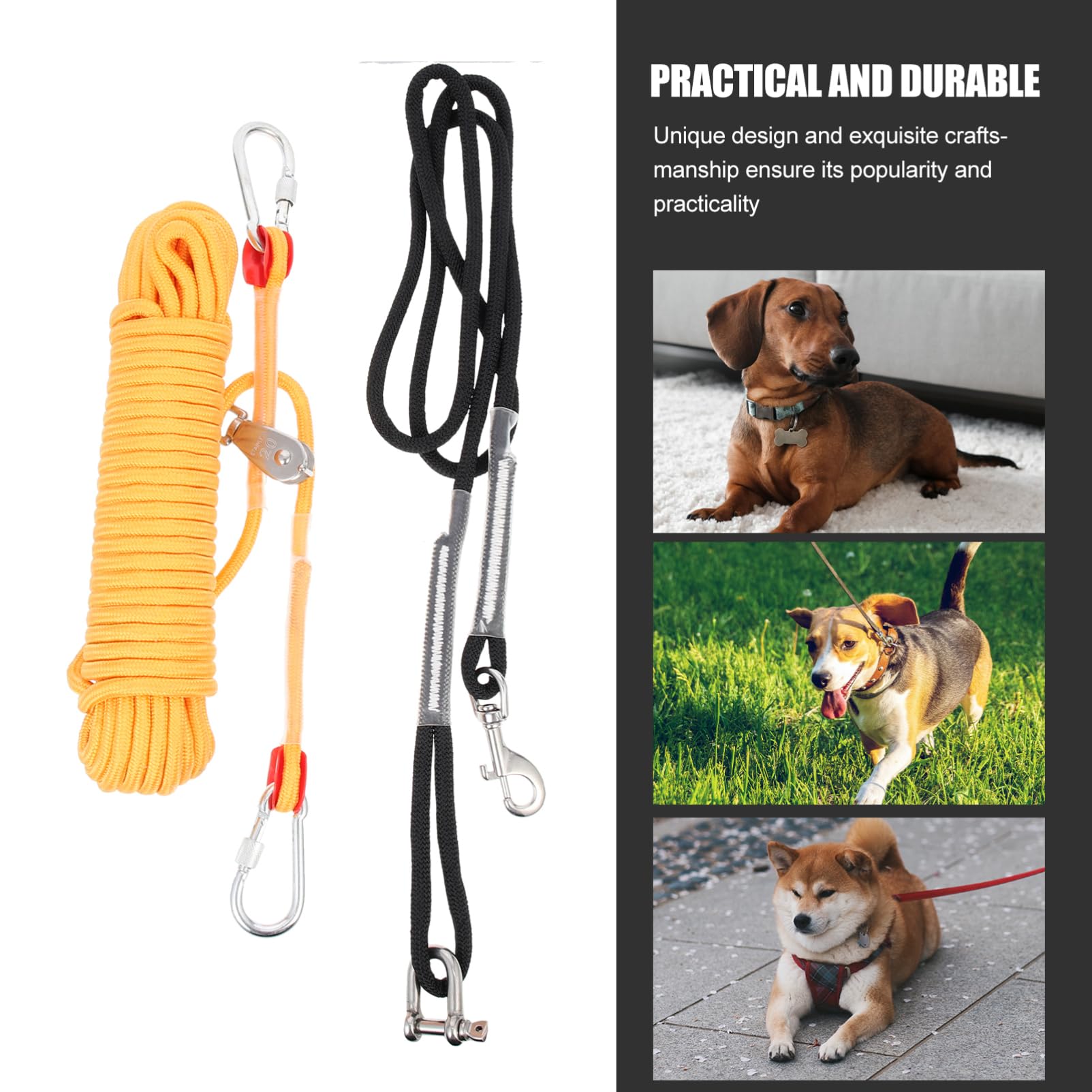 Cadena Resistente para Perros Cable de Camping de Nylon para Pasear y Correr Mascotas Accesorio de Acampada para Perros Duradero y Práctico de Usar para Exteriores