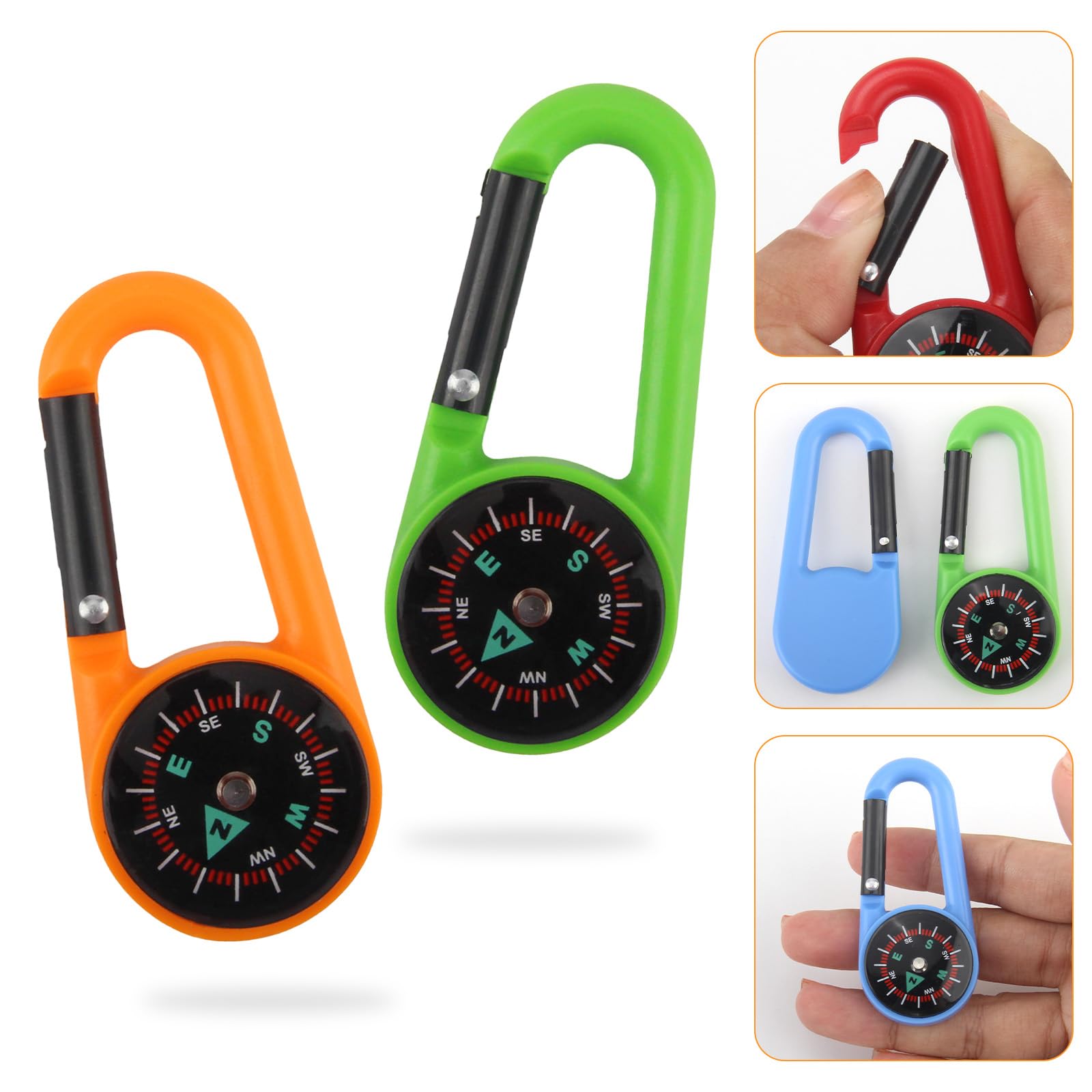 20 Pezzi Mini Bussola Portachiavi Multicolore Bussole con Moschettone Multifunzione Bussola Professionale per Attività All'Aperto Campeggio Escursionismo Arrampicata Viaggiare Pesca
