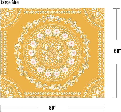 Miniatura 7 de Lifeel - Tapiz bohemio para colgar en la pared, tapiz hippie de mandala, medallón floral con diseño de corona estético, manta decorativa de pared