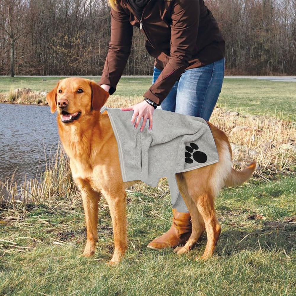 2 Piezas Toalla Perro, 75 x 35 cm Toalla Absorbente y Suave para Mascotas, Toallas de Microfibra para Perros, Toalla Perro Secado Rapido, Toalla para Mascotas, para Lluvia, Chubascos y Baño — view 7