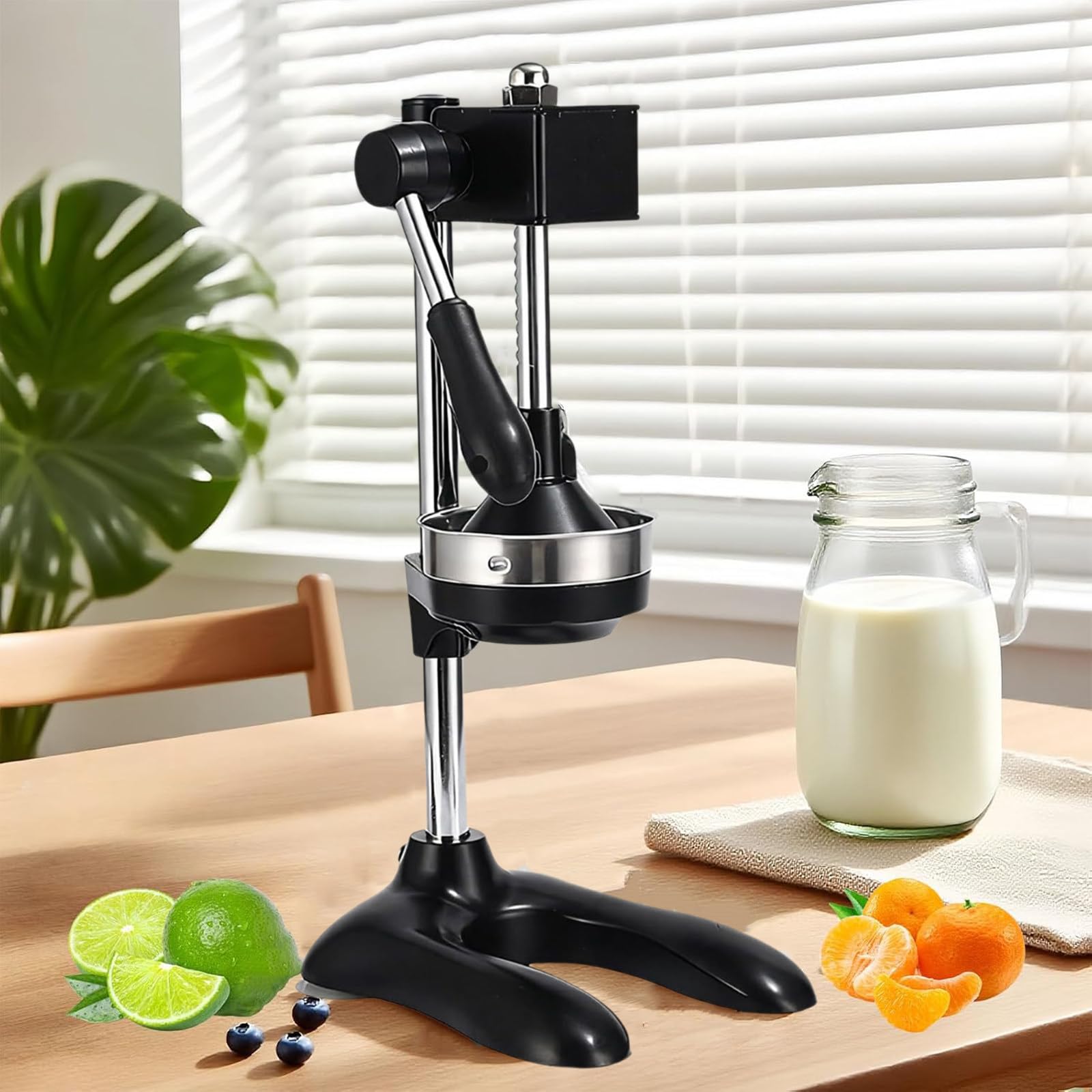 WIANQIAN Fruit Press Citrus Juicer, Hand Press Citrus Juicer Extractor, Professional Manual Lemon Squeezer, Easy To Use, No Peeling, Nutrient Retaining, For Commercial Home Restaurant Use Black