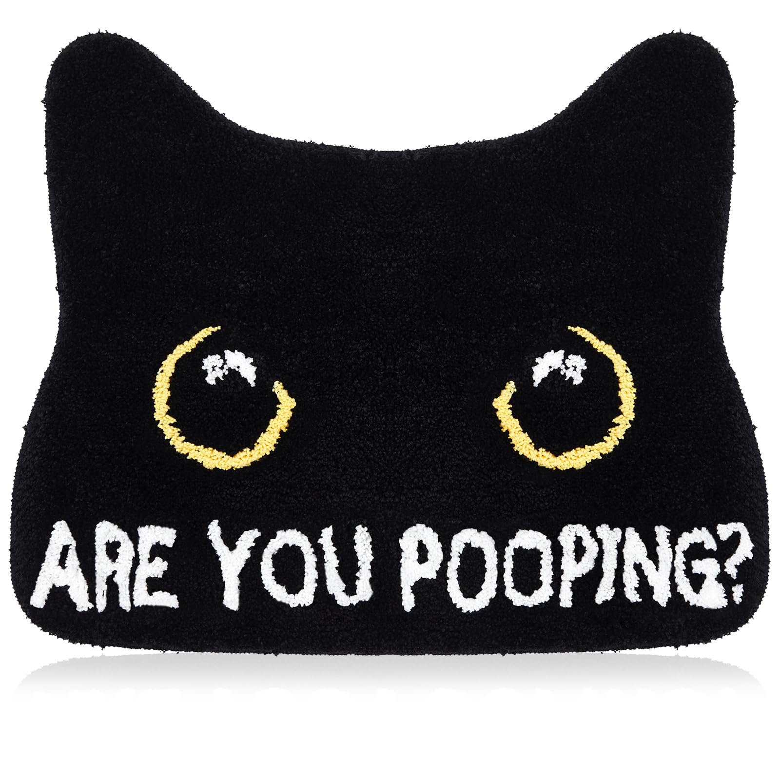 Drydiet 1 Pcs Black Cat-Shaped Floor Mat Toilet Rug Washable Soft and Absorbent Bathroom Rugs Non Slip Bath Mat Machine Wash Bathroom Contour Rug for Toilet Base, 24 x 20 Inch
