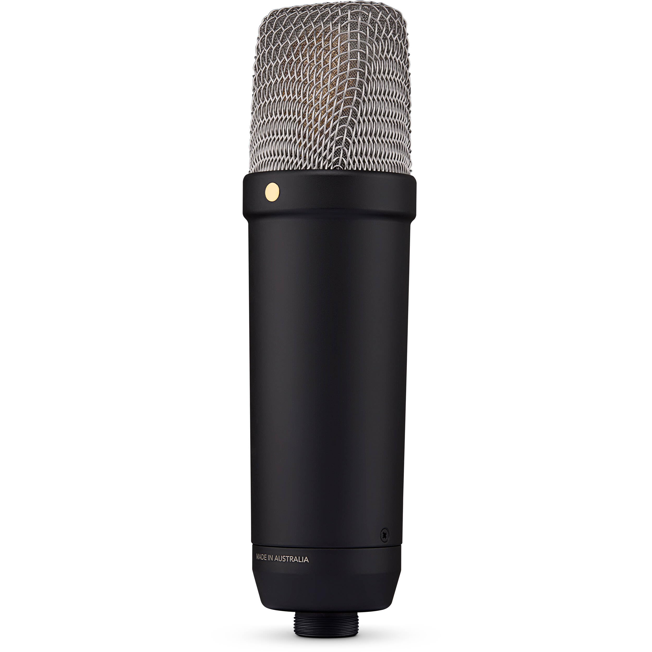 Rode NT1 5th Generation Condenser Microphone (Black) with On-Stage MS7701B Euro Boom Microphone Stand and XLR Cable