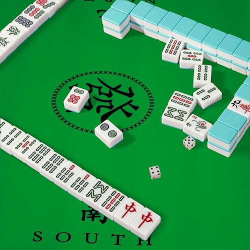 Miniatura 10 de Mahjong Mat, funda antideslizante y de reducción de ruido para mahjong, póker, juegos de cartas, juegos de mesa, tapete antideslizante (azul)