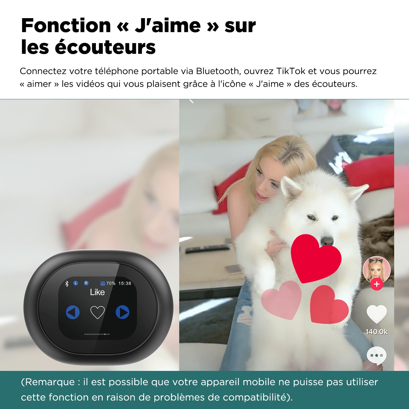 MINISO MS188 Übersetzer Kopfhörer Echtzeit KI-Sprachübersetzung 134 Sprachen LCD-Touchscreen OWS Kompatibel iOS Android Schwarz