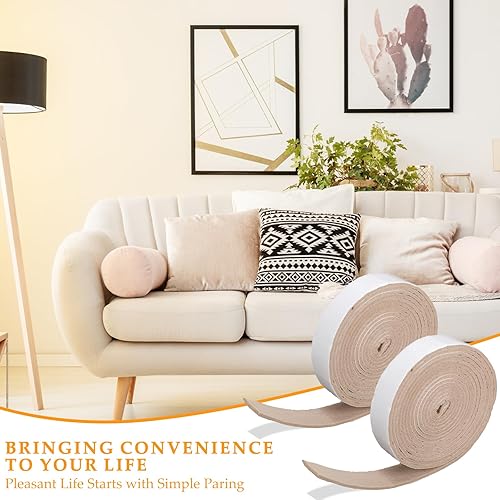 Miniatura 7 de Zonon 4 rollos de tiras de fieltro de 120 pulgadas con cinta adhesiva de fieltro para muebles, rollos de tiras autoadhesivas de poliéster resistente